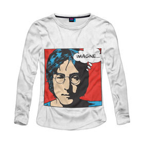 Женский лонгслив 3D с принтом Джон Леннон 8 в городе Новоалтайск, 100% полиэстер | длинные рукава, круглый вырез горловины, полуприлегающий силуэт | 