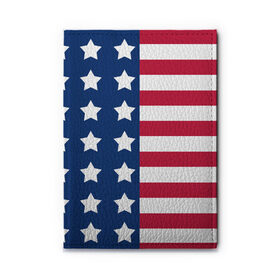 Обложка для автодокументов с принтом USA FLAG  АМЕРИКАНСКИЙ ФЛАГ в городе Новоалтайск, натуральная кожа |  размер 19,9*13 см; внутри 4 больших “конверта” для документов и один маленький отдел — туда идеально встанут права | star | usa | америка | белый | звезды | красный | линии | полосы | популярные | синий | сша | триколор | туристические | флаг | цвет | штаты