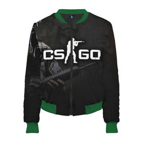 Женский бомбер 3D с принтом CS GO в городе Новоалтайск, 100% полиэстер | застегивается на молнию, по бокам два кармана без застежек, мягкие манжеты, по низу бомбера и на воротнике — эластичная резинка | cs go | компьютерная игра (шутер от первого лица) | культовая игра