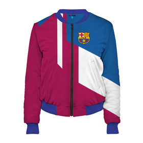 Женский бомбер 3D с принтом FC Barcelona 2018 в городе Новоалтайск, 100% полиэстер | застегивается на молнию, по бокам два кармана без застежек, мягкие манжеты, по низу бомбера и на воротнике — эластичная резинка | fc | барселона | эмблема
