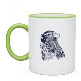 Кружка двухцветная с принтом Сова в городе Новоалтайск, керамика | объем — 330 мл, диаметр — 80 мм. Цветная ручка и кайма сверху, в некоторых цветах — вся внутренняя часть | 