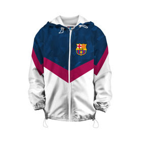 Детская куртка 3D с принтом FC Barcelona 2018 New в городе Новоалтайск, 100% полиэстер | застежка — молния, подол и капюшон оформлены резинкой с фиксаторами, по бокам — два кармана без застежек, один потайной карман на груди, плотность верхнего слоя — 90 г/м2; плотность флисового подклада — 260 г/м2 | Тематика изображения на принте: fc | fc barcelona | fcb | fly emirates | ronaldo | абстракция | барселона | геометрия | зож | клуб | линии | месси | модные | мяч | реал мадрид | спорт | спортивные | тренды | футбол | футбольный клуб | эмблема