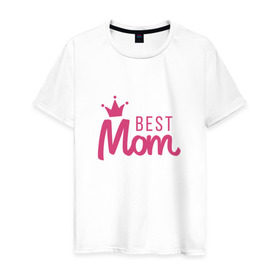 Мужская футболка хлопок с принтом Best Mom в городе Новоалтайск, 100% хлопок | прямой крой, круглый вырез горловины, длина до линии бедер, слегка спущенное плечо. | best mom | mom | лучшая мама | мама | мамочка