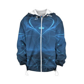 Детская куртка 3D с принтом Blue fractal в городе Новоалтайск, 100% полиэстер | застежка — молния, подол и капюшон оформлены резинкой с фиксаторами, по бокам — два кармана без застежек, один потайной карман на груди, плотность верхнего слоя — 90 г/м2; плотность флисового подклада — 260 г/м2 | Тематика изображения на принте: art | background | beautiful | color | festive | fractal | lines | photo | picture | smooth | strange | style