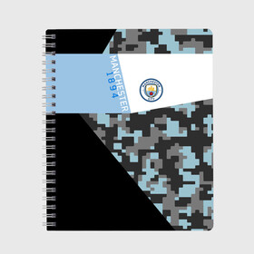 Тетрадь с принтом Manchester city 2018 Sport New в городе Новоалтайск, 100% бумага | 48 листов, плотность листов — 60 г/м2, плотность картонной обложки — 250 г/м2. Листы скреплены сбоку удобной пружинной спиралью. Уголки страниц и обложки скругленные. Цвет линий — светло-серый
 | Тематика изображения на принте: emirates | fc | manchester city | абстракция | геометрия | зож | клуб | линии | манчестер сити | мода | модные | мяч | спорт | спортивные | стиль | тренды | флаг россии | футбол | футбольный клуб | экстрим | эмблема