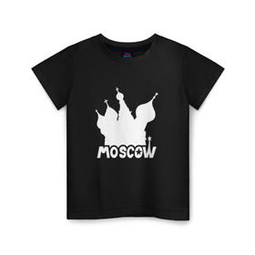 Детская футболка хлопок с принтом Москва и купола в городе Новоалтайск, 100% хлопок | круглый вырез горловины, полуприлегающий силуэт, длина до линии бедер | купола | россия | русский | собор | столица | церковь