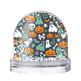 Водяной шар с принтом Halloween в городе Новоалтайск, Пластик | Изображение внутри шара печатается на глянцевой фотобумаге с двух сторон | звёзды | кости | летучие мыши | листья | привидения | тыквы
