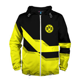 Мужская ветровка 3D с принтом FC Borussia Dortmund 2018 в городе Новоалтайск, 100% полиэстер | подол и капюшон оформлены резинкой с фиксаторами, два кармана без застежек по бокам, один потайной карман на груди | Тематика изображения на принте: боруссия | дортмунд