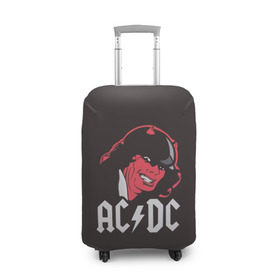 Чехол для чемодана 3D с принтом Чёрт AC/DC в городе Новоалтайск, 86% полиэфир, 14% спандекс | двустороннее нанесение принта, прорези для ручек и колес | ac dc | acdc | ангус янг | блюз рок | крис слэйд | рок группа | рок н ролл | стиви янг | хард рок | эксл роуз
