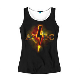 Женская майка 3D с принтом AC/DC огонь в городе Новоалтайск, 100% полиэстер | круглая горловина, прямой силуэт, длина до линии бедра | ac dc | acdc | ангус янг | блюз рок | крис слэйд | надпись | рок группа | рок н ролл | стиви янг | хард рок | эксл роуз