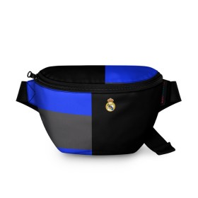 Поясная сумка 3D с принтом Real Madrid 2018 Black Version в городе Новоалтайск, 100% полиэстер | плотная ткань, ремень с регулируемой длиной, внутри несколько карманов для мелочей, основное отделение и карман с обратной стороны сумки застегиваются на молнию | emirates | fc | real madrid | клуб | мяч | реал мадрид
