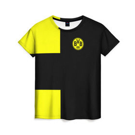Женская футболка 3D с принтом FC Borussia Dortmund Black в городе Новоалтайск, 100% полиэфир ( синтетическое хлопкоподобное полотно) | прямой крой, круглый вырез горловины, длина до линии бедер | боруссия | дортмунд
