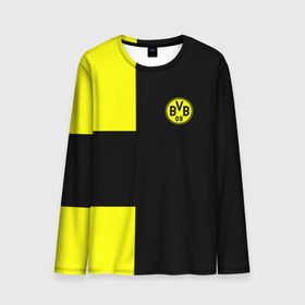 Мужской лонгслив 3D с принтом FC Borussia Dortmund Black в городе Новоалтайск, 100% полиэстер | длинные рукава, круглый вырез горловины, полуприлегающий силуэт | боруссия | дортмунд