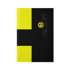 Обложка для паспорта матовая кожа с принтом FC Borussia Dortmund Black в городе Новоалтайск, натуральная матовая кожа | размер 19,3 х 13,7 см; прозрачные пластиковые крепления | боруссия | дортмунд