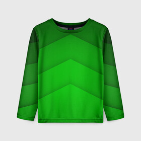 Детский лонгслив 3D с принтом GREEN STRIPES / ЗЕЛЁНЫЕ ПОЛОСЫ в городе Новоалтайск, 100% полиэстер | длинные рукава, круглый вырез горловины, полуприлегающий силуэт
 | абстракция | геометрия | зеленый | модные.мода | пирамиды | полосы.линии | тренды | треугольники | узоры