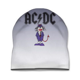 Шапка 3D с принтом AC/DC чертенок в городе Новоалтайск, 100% полиэстер | универсальный размер, печать по всей поверхности изделия | 