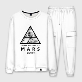 Мужской костюм хлопок с принтом Thirty Seconds to Mars в городе Новоалтайск, 100% хлопок | на свитшоте круглая горловина, мягкая резинка по низу. Брюки заужены к низу, на них два вида карманов: два “обычных” по бокам и два объемных, с клапанами, расположенные ниже линии бедра. Брюки с мягкой трикотажной резинкой на поясе и по низу штанин. В поясе для дополнительного комфорта — широкие завязки | 30 seconds to mars | 30 секунд до марса | 30stm | thirty seconds to mars | альтернативный | гранж | группа | джаред | лето | нео | орел | пост | прогрессивны | прогрессивный | рок | хард | шеннон