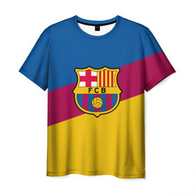 Мужская футболка 3D с принтом FC Barcelona 2018 Colors в городе Новоалтайск, 100% полиэфир | прямой крой, круглый вырез горловины, длина до линии бедер | Тематика изображения на принте: fc | fc barcelona | fcb | fly emirates | ronaldo | абстракция | барселона | геометрия | зож | клуб | линии | месси | модные | мяч | реал мадрид | спорт | спортивные | тренды | футбол | футбольный клуб | эмблема