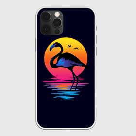 Чехол для iPhone 12 Pro Max с принтом Фламинго дитя заката в городе Новоалтайск, Силикон |  | закат | море | птица | ретро | стиль | фламинго