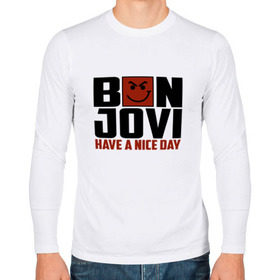 Мужской лонгслив хлопок с принтом Bon Jovi, have a nice day в городе Новоалтайск, 100% хлопок |  | bon jovi | бон | бон джови | глэм | группа | джови | джон | метал | рок | хард