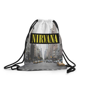 Рюкзак-мешок 3D с принтом Nirvana в городе Новоалтайск, 100% полиэстер | плотность ткани — 200 г/м2, размер — 35 х 45 см; лямки — толстые шнурки, застежка на шнуровке, без карманов и подкладки | nirvana