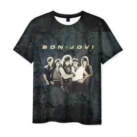 Мужская футболка 3D с принтом Группа Bon Jovi в городе Новоалтайск, 100% полиэфир | прямой крой, круглый вырез горловины, длина до линии бедер | bon jovi | бон | бон джови | глэм | группа | джови | джон | рок | хард