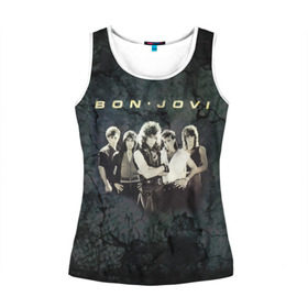 Женская майка 3D с принтом Группа Bon Jovi в городе Новоалтайск, 100% полиэстер | круглая горловина, прямой силуэт, длина до линии бедра | bon jovi | бон | бон джови | глэм | группа | джови | джон | рок | хард