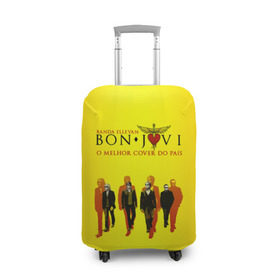Чехол для чемодана 3D с принтом Группа Bon Jovi в городе Новоалтайск, 86% полиэфир, 14% спандекс | двустороннее нанесение принта, прорези для ручек и колес | bon jovi | бон | бон джови | глэм | группа | джови | джон | рок | хард