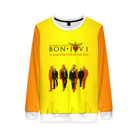 Женский свитшот 3D с принтом Группа Bon Jovi в городе Новоалтайск, 100% полиэстер с мягким внутренним слоем | круглый вырез горловины, мягкая резинка на манжетах и поясе, свободная посадка по фигуре | bon jovi | бон | бон джови | глэм | группа | джови | джон | рок | хард