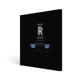 Холст квадратный с принтом Rolls Royce phantom в городе Новоалтайск, 100% ПВХ |  | luxury | phantom | rich | rolls royce | rr | авто | автомобили | бренд | известные | логотип | машина | надписи | огни | ролс ройс | роскошь | тень | фары | черный