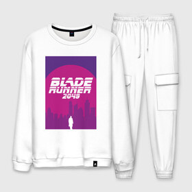 Мужской костюм хлопок с принтом Бегущий по лезвию в городе Новоалтайск, 100% хлопок | на свитшоте круглая горловина, мягкая резинка по низу. Брюки заужены к низу, на них два вида карманов: два “обычных” по бокам и два объемных, с клапанами, расположенные ниже линии бедра. Брюки с мягкой трикотажной резинкой на поясе и по низу штанин. В поясе для дополнительного комфорта — широкие завязки | 2049 | blade runner | bladerunner