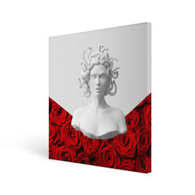 Холст квадратный с принтом Унисекс / Snake roses girl в городе Новоалтайск, 100% ПВХ |  | букет | веты | красный | лепестки | модные | полосы | природа | растения | розочки | розы | сад | тренды | цвет | черный