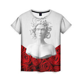 Женская футболка 3D с принтом Унисекс / Snake roses girl в городе Новоалтайск, 100% полиэфир ( синтетическое хлопкоподобное полотно) | прямой крой, круглый вырез горловины, длина до линии бедер | букет | веты | красный | лепестки | модные | полосы | природа | растения | розочки | розы | сад | тренды | цвет | черный