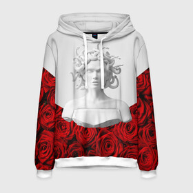 Мужская толстовка 3D с принтом GIRL SNAKE ROSES РОЗЫ в городе Новоалтайск, 100% полиэстер | двухслойный капюшон со шнурком для регулировки, мягкие манжеты на рукавах и по низу толстовки, спереди карман-кенгуру с мягким внутренним слоем. | букет | веты | красный | лепестки | модные | полосы | природа | растения | розочки | розы | сад | тренды | цвет | черный