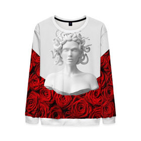 Мужской свитшот 3D с принтом Унисекс / Snake roses girl в городе Новоалтайск, 100% полиэстер с мягким внутренним слоем | круглый вырез горловины, мягкая резинка на манжетах и поясе, свободная посадка по фигуре | букет | веты | красный | лепестки | модные | полосы | природа | растения | розочки | розы | сад | тренды | цвет | черный