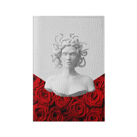 Обложка для паспорта матовая кожа с принтом Унисекс / Snake roses girl в городе Новоалтайск, натуральная матовая кожа | размер 19,3 х 13,7 см; прозрачные пластиковые крепления | букет | веты | красный | лепестки | модные | полосы | природа | растения | розочки | розы | сад | тренды | цвет | черный