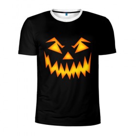 Мужская футболка 3D спортивная с принтом Halloween в городе Новоалтайск, 100% полиэстер с улучшенными характеристиками | приталенный силуэт, круглая горловина, широкие плечи, сужается к линии бедра | 31 октября | halloween | арт | монстр | праздник | рожица | тыква | хэллоуин