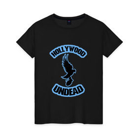Женская футболка хлопок с принтом Эмблема Hollywood Undead в городе Новоалтайск, 100% хлопок | прямой крой, круглый вырез горловины, длина до линии бедер, слегка спущенное плечо | charlie scene | danny | funny man | hollywood | j dog | johnny 3 tears | undead | альтернативный | андед | голивуд | голливудская | группа | кранккор | метал | нежить | ню | реп | рок | рэп | рэпкор