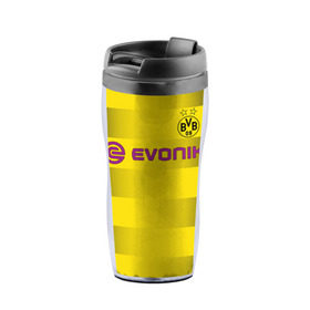 Термокружка-непроливайка с принтом Borussia Dortmund в городе Новоалтайск, внутренняя часть — пищевой пластик, наружная часть — прозрачный пластик, между ними — полиграфическая вставка с рисунком | объем — 350 мл, герметичная крышка | borussia | borussia dortmund | боруссия дортмунд | спорт | футбол
