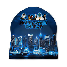 Шапка 3D с принтом Город, Hollywood Undead в городе Новоалтайск, 100% полиэстер | универсальный размер, печать по всей поверхности изделия | Тематика изображения на принте: 
