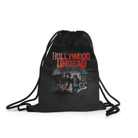 Рюкзак-мешок 3D с принтом Группа Hollywood Undead в городе Новоалтайск, 100% полиэстер | плотность ткани — 200 г/м2, размер — 35 х 45 см; лямки — толстые шнурки, застежка на шнуровке, без карманов и подкладки | Тематика изображения на принте: 