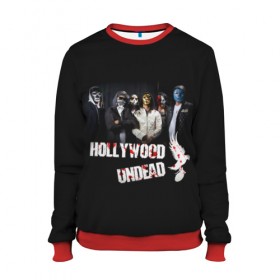 Женский свитшот 3D с принтом Группа Hollywood Undead в городе Новоалтайск, 100% полиэстер с мягким внутренним слоем | круглый вырез горловины, мягкая резинка на манжетах и поясе, свободная посадка по фигуре | charlie scene | danny | funny man | hollywood | j dog | johnny 3 tears | undead | альтернативный | андед | голивуд | голливудская | группа | кранккор | метал | нежить | ню | реп | рок | рэп | рэпкор