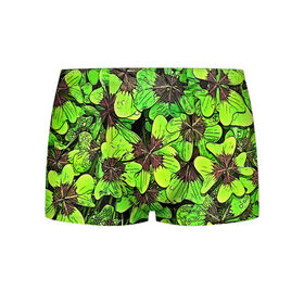 Мужские трусы 3D с принтом Clover pattern в городе Новоалтайск, 50% хлопок, 50% полиэстер | классическая посадка, на поясе мягкая тканевая резинка | Тематика изображения на принте: pattern | абстракция | арт | клевер | листья | паттерн | узор