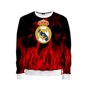 Детский свитшот 3D с принтом Real Madrid в городе Новоалтайск, 100% полиэстер | свободная посадка, прямой крой, мягкая тканевая резинка на рукавах и понизу свитшота | Тематика изображения на принте: real madrid | футбол | футбольный клуб