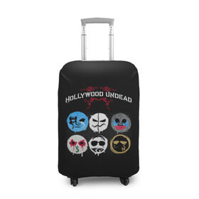 Чехол для чемодана 3D с принтом Hollywood Undead маски в городе Новоалтайск, 86% полиэфир, 14% спандекс | двустороннее нанесение принта, прорези для ручек и колес | charlie scene | danny | funny man | hollywood | j dog | johnny 3 tears | undead | альтернативный | андед | голивуд | голливудская | группа | кранккор | метал | нежить | ню | реп | рок | рэп | рэпкор