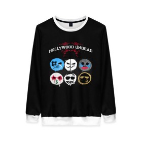 Женский свитшот 3D с принтом Hollywood Undead маски в городе Новоалтайск, 100% полиэстер с мягким внутренним слоем | круглый вырез горловины, мягкая резинка на манжетах и поясе, свободная посадка по фигуре | charlie scene | danny | funny man | hollywood | j dog | johnny 3 tears | undead | альтернативный | андед | голивуд | голливудская | группа | кранккор | метал | нежить | ню | реп | рок | рэп | рэпкор