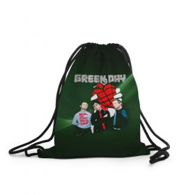 Рюкзак-мешок 3D с принтом Группа Green Day в городе Новоалтайск, 100% полиэстер | плотность ткани — 200 г/м2, размер — 35 х 45 см; лямки — толстые шнурки, застежка на шнуровке, без карманов и подкладки | Тематика изображения на принте: american idiot | green day | альтернативный | билли джо армстронг | грин дей | группа | зелёный день | майк дёрнт | музыка | надпись | панк | поп | поппанк | рок | тре кул