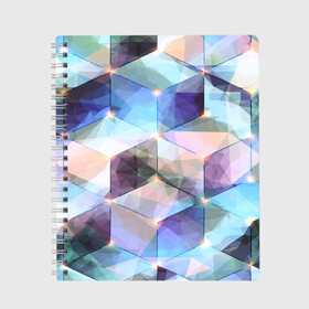 Тетрадь с принтом Световые грани в городе Новоалтайск, 100% бумага | 48 листов, плотность листов — 60 г/м2, плотность картонной обложки — 250 г/м2. Листы скреплены сбоку удобной пружинной спиралью. Уголки страниц и обложки скругленные. Цвет линий — светло-серый
 | abstraction | polygon | абстракция | грани | полигоны