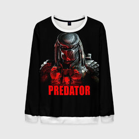 Мужской свитшот 3D с принтом Predator в городе Новоалтайск, 100% полиэстер с мягким внутренним слоем | круглый вырез горловины, мягкая резинка на манжетах и поясе, свободная посадка по фигуре | блокбастер | боевик | кино | киногерой | кинофильм | оружие | фантастика | хищник