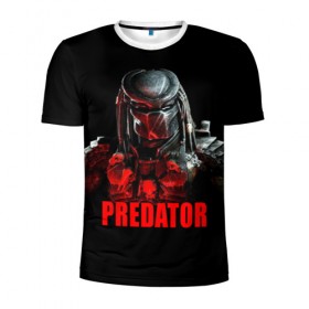 Мужская футболка 3D спортивная с принтом Predator в городе Новоалтайск, 100% полиэстер с улучшенными характеристиками | приталенный силуэт, круглая горловина, широкие плечи, сужается к линии бедра | Тематика изображения на принте: блокбастер | боевик | кино | киногерой | кинофильм | оружие | фантастика | хищник